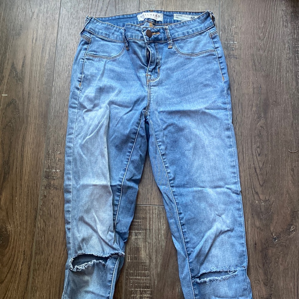Light Blue SOFT AND STRETCHY Skinny Jeans with ripped Knees | Size 25